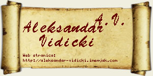 Aleksandar Vidicki vizit kartica